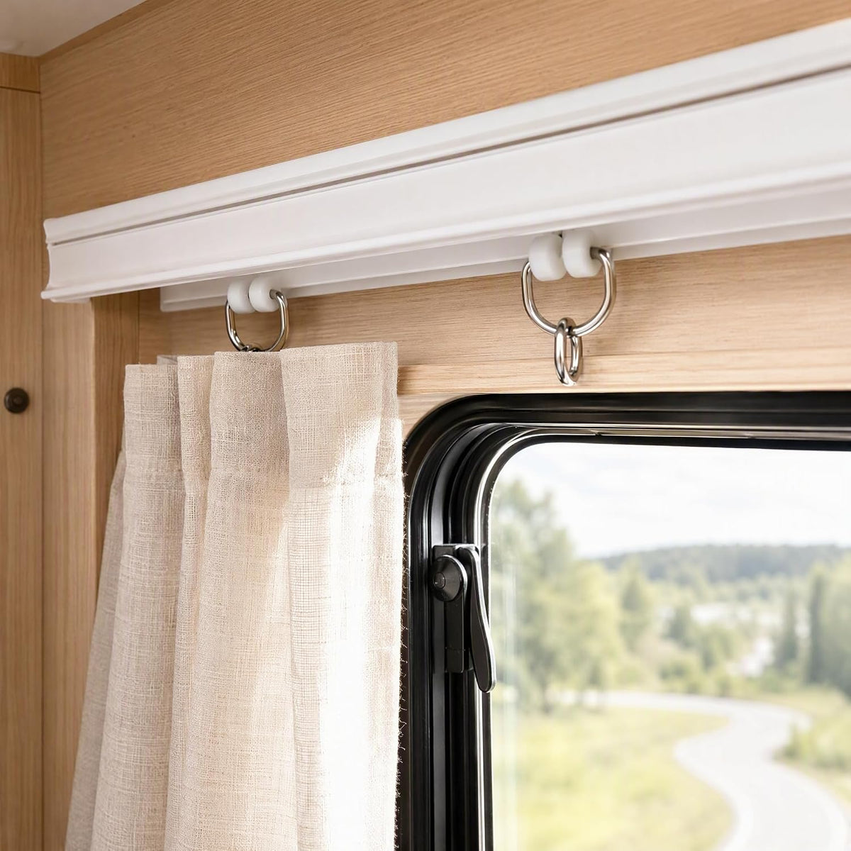 20 Pack RV Curtain Track Clips, Plastic Curtain Track Gliders Rollers Hooks for Camper Shower Drapes, Curtain Slider Track Accessories for Travel Trailer Motorhome