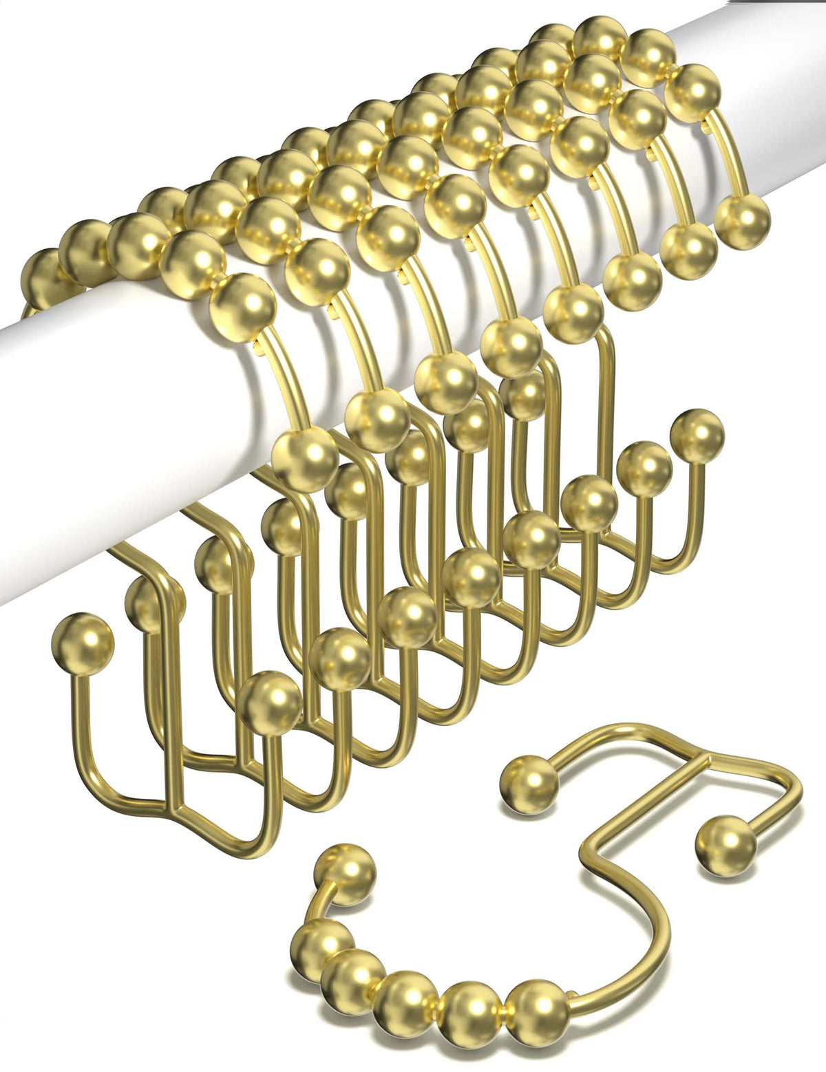 Rust Proof Shower Curtain Hooks, Stainless Steel Curtain Rings, Pack of 12