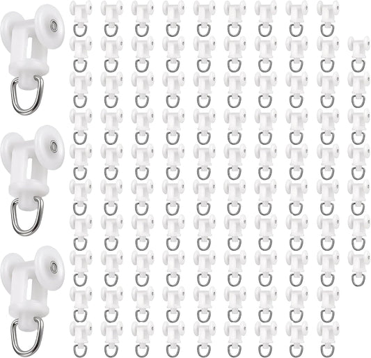 100 Pcs Curtain Track Gliders Silent Rollers Ceiling Mount Shower Hooks
