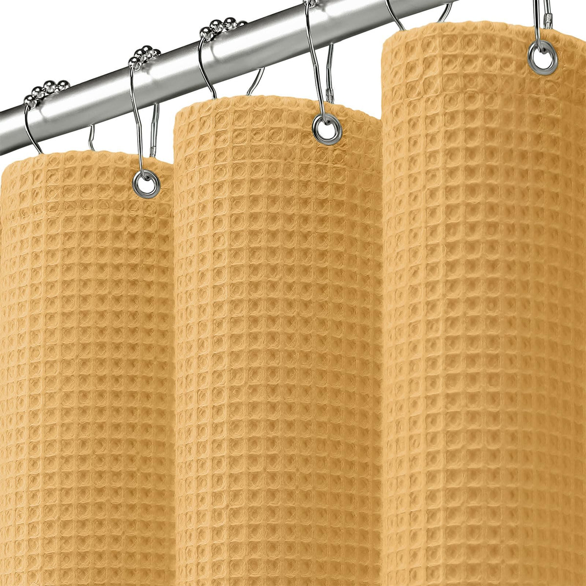 White Waffle Weave Shower Curtain Heavyweight Cotton Fabric 72Wx72L