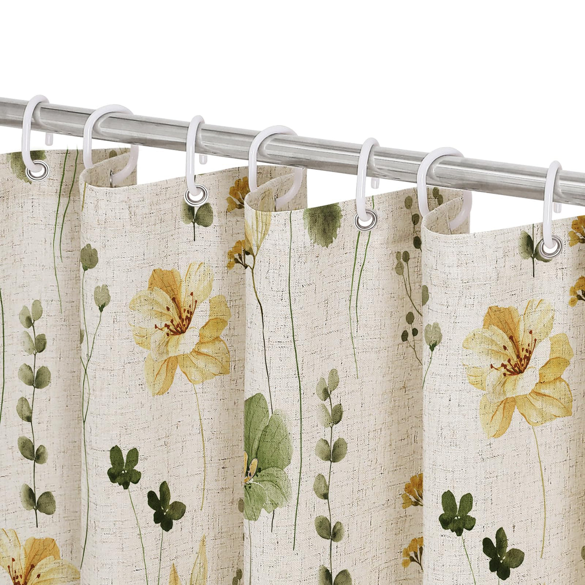 Gibelle Sage Green Beige Watercolor Floral Fabric Shower Curtain 72x72