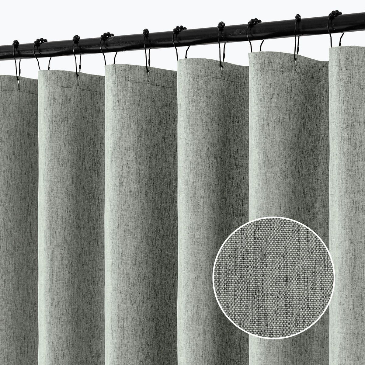 ANRODUO Cream Beige Linen Textured Fabric Shower Curtain Set - W72xL72