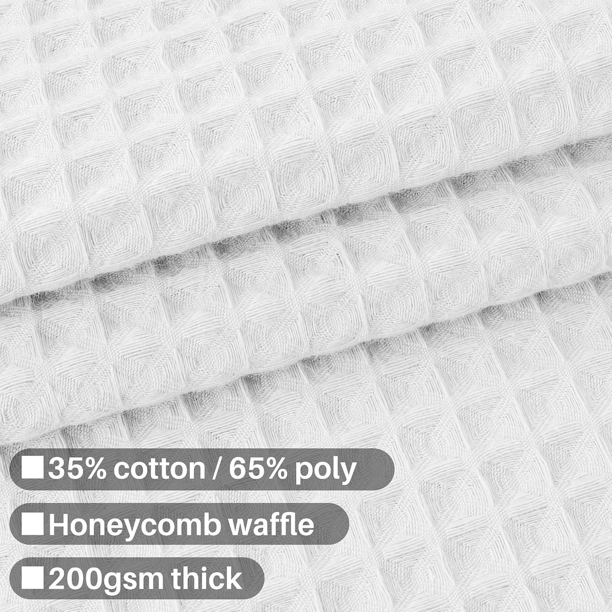 Barossa Design Waffle Weave Extra-Long Shower Curtain White, 72x80