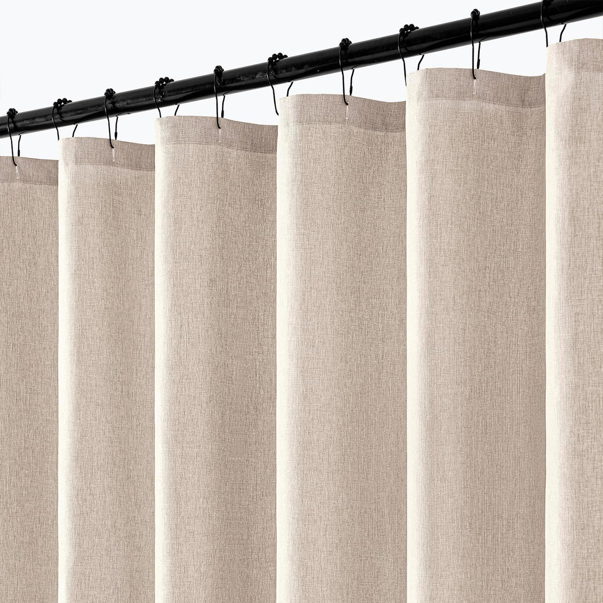 ANRODUO Cream Beige Linen Textured Fabric Shower Curtain Set - W72xL72