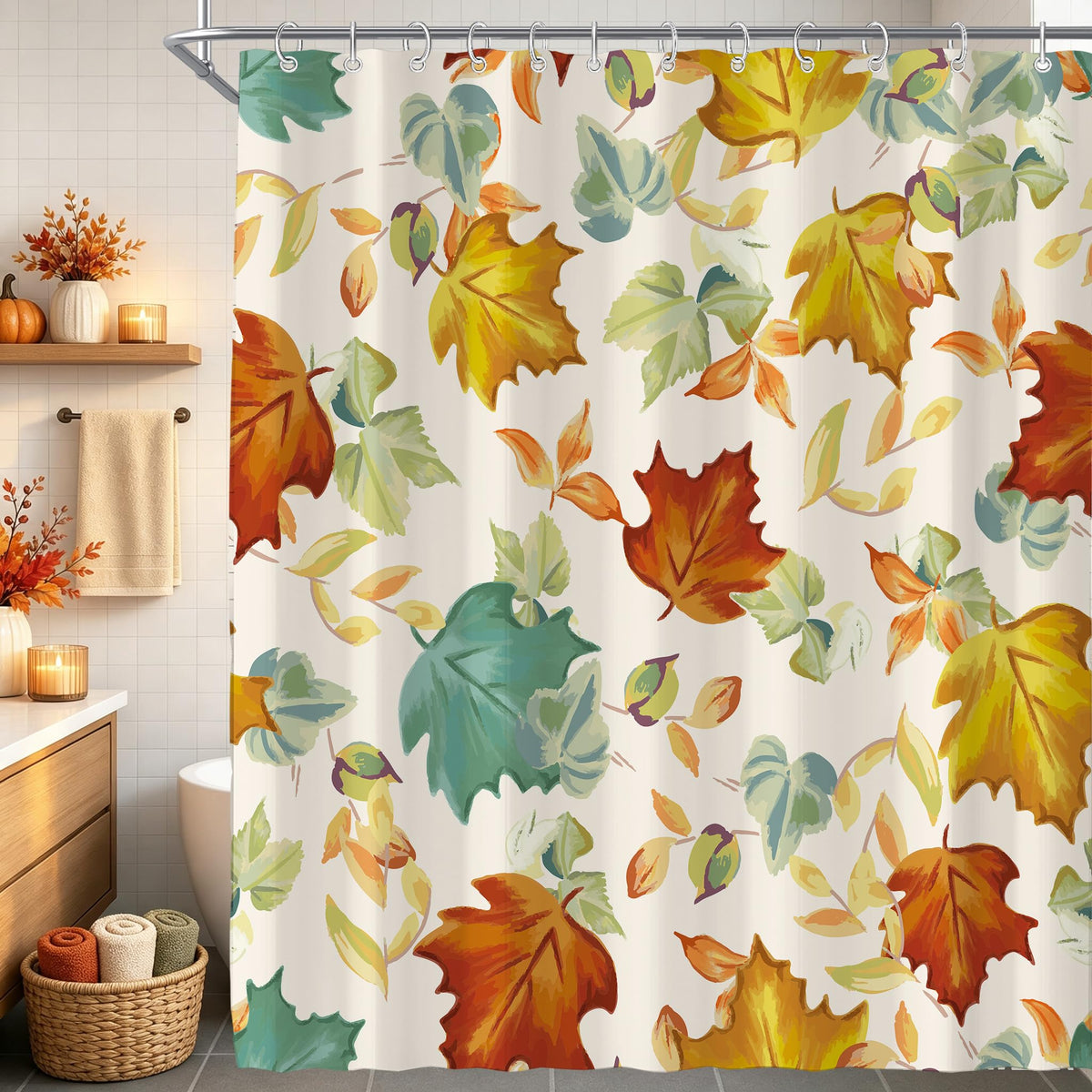Black Cute Retro Floral Abstract 70s Aesthetic 72W*72H Inch Shower Curtain