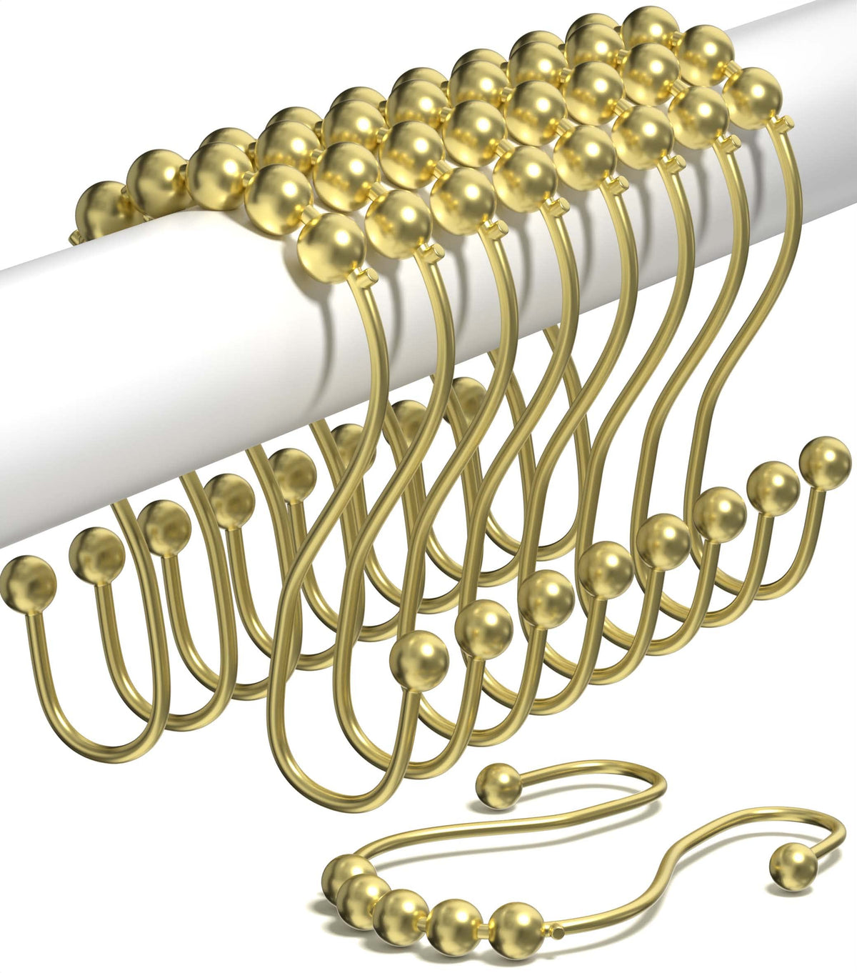 Rust Proof Shower Curtain Hooks, Stainless Steel Curtain Rings, Pack of 12
