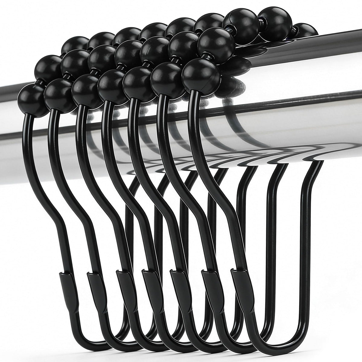 Shower Curtain Hooks Rings, Rustproof Metal Shower Curtain Rings for Bathroom Shower Rods Curtains - Set of 12, Bronze