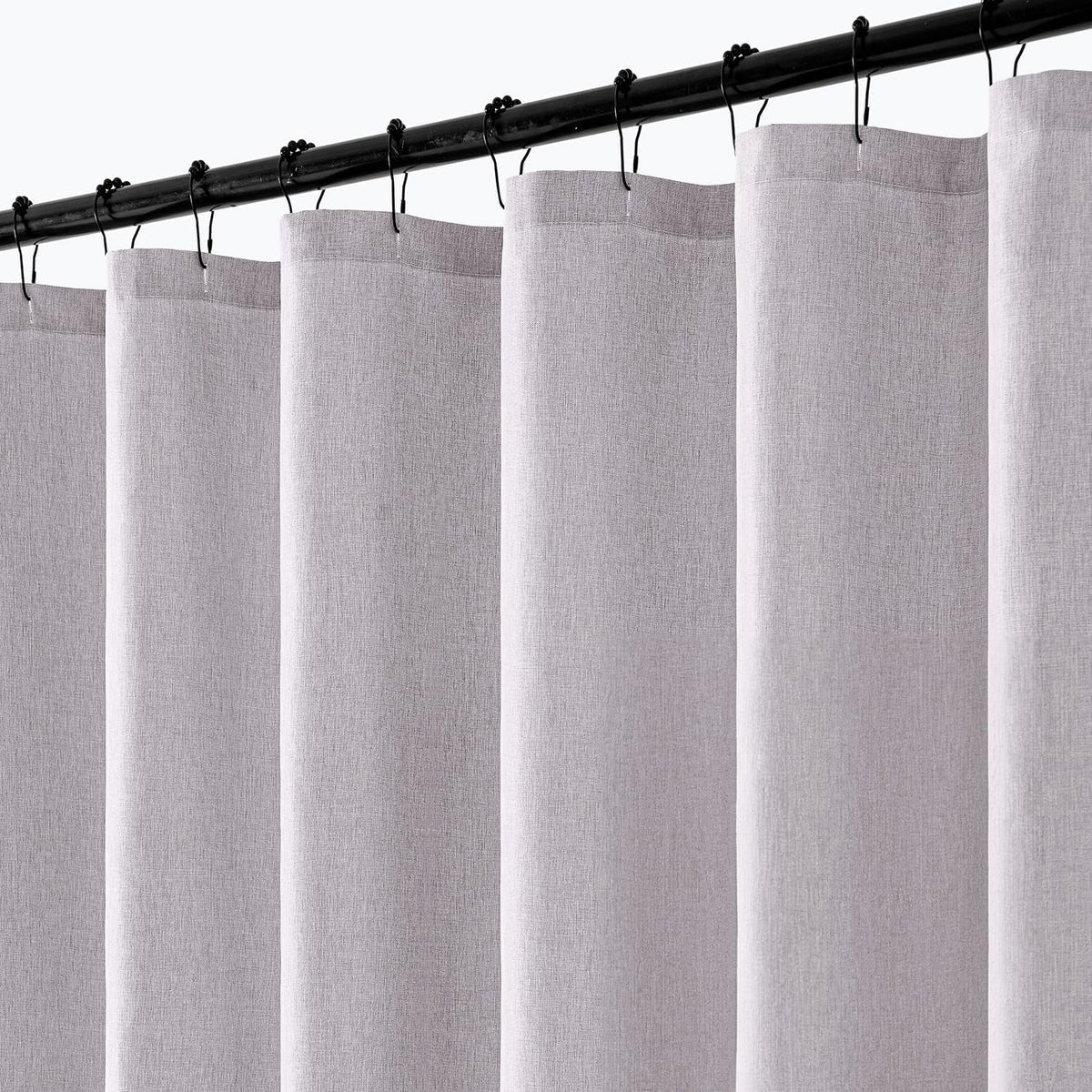 ANRODUO Cream Beige Linen Textured Fabric Shower Curtain Set - W72xL72