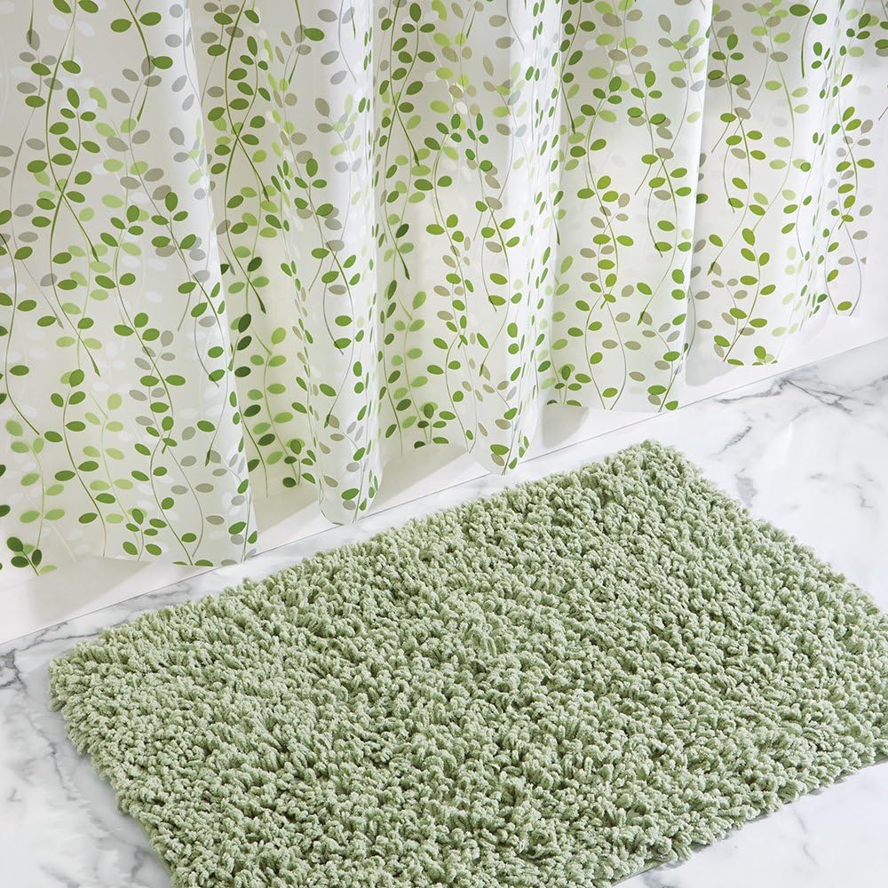 iDesign Vine Shower Curtain, 72 x 72, Green/White
