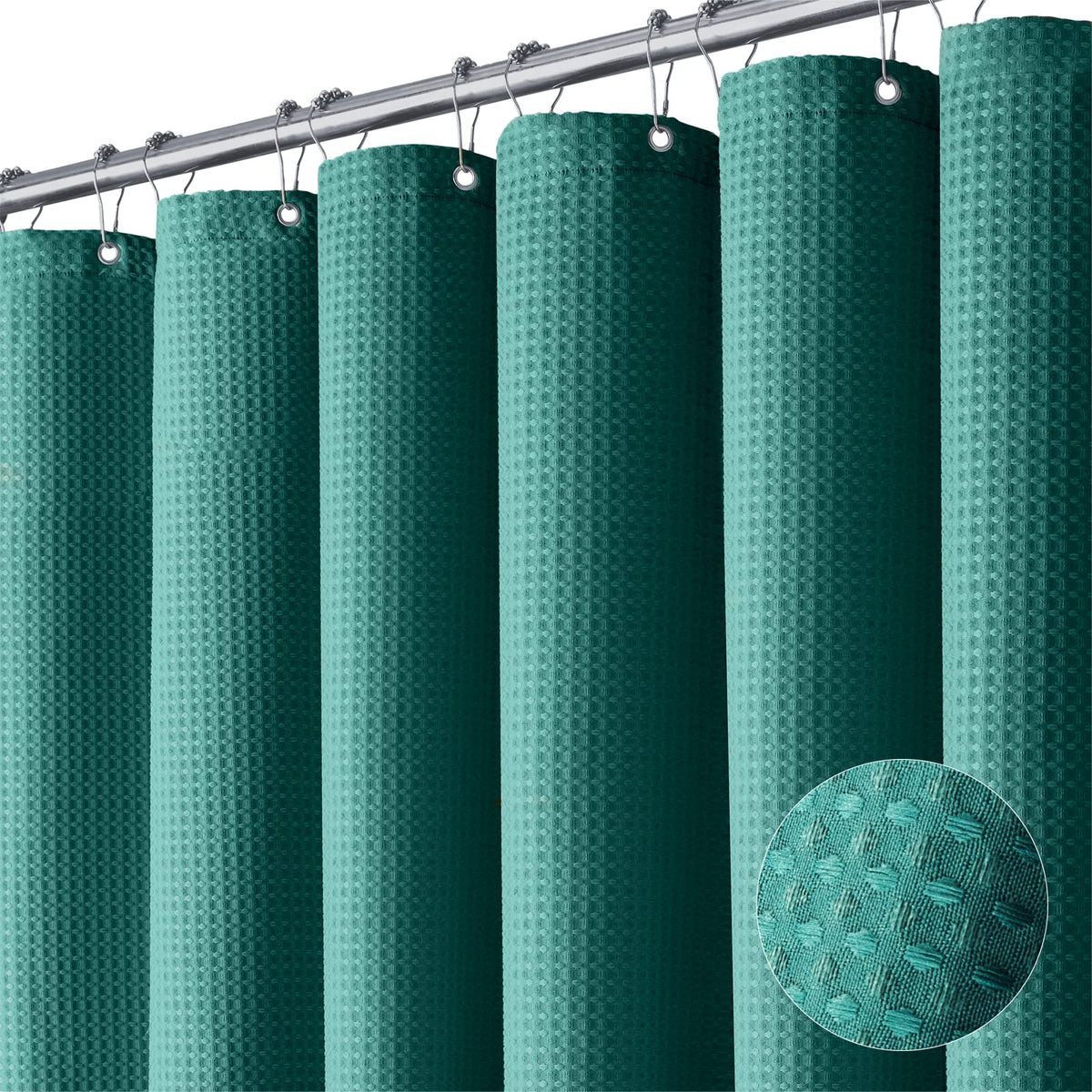 Dynamene Waffle Shower Curtain 256 GSM Heavy Duty Fabric 72"x72" Sage Green