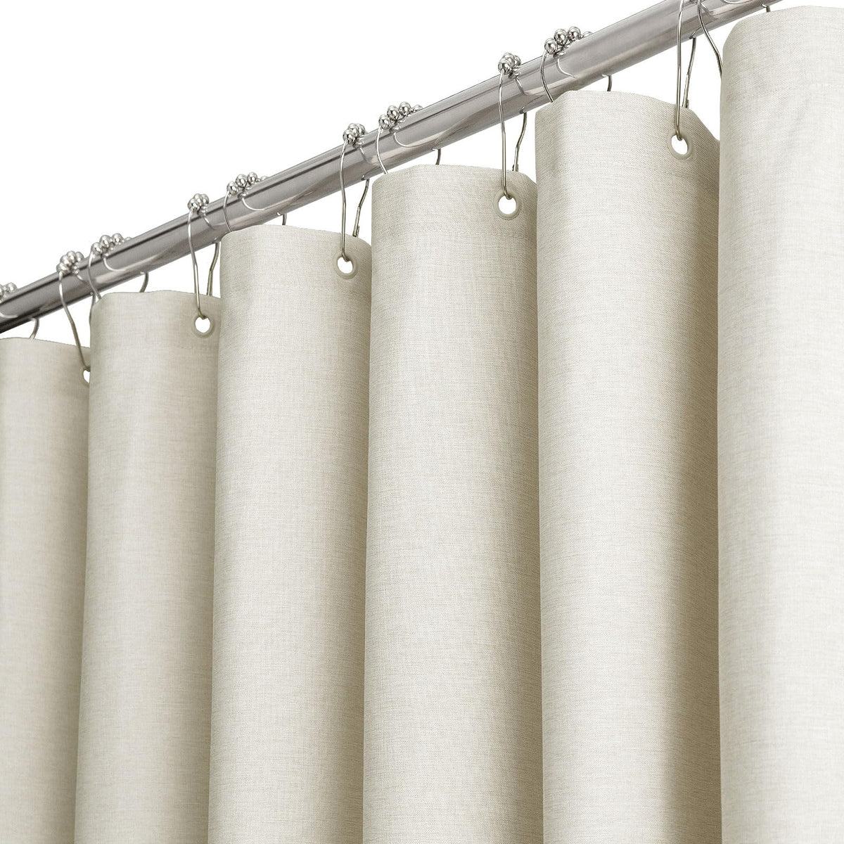 BTTN Grey Linen Textured Waterproof Fabric Shower Curtain Set, 72x72, Gray