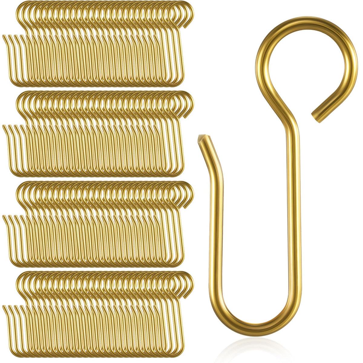 Jetec 60 Pcs Metal Curtain Track Hooks S Shaped for Drape, Silver