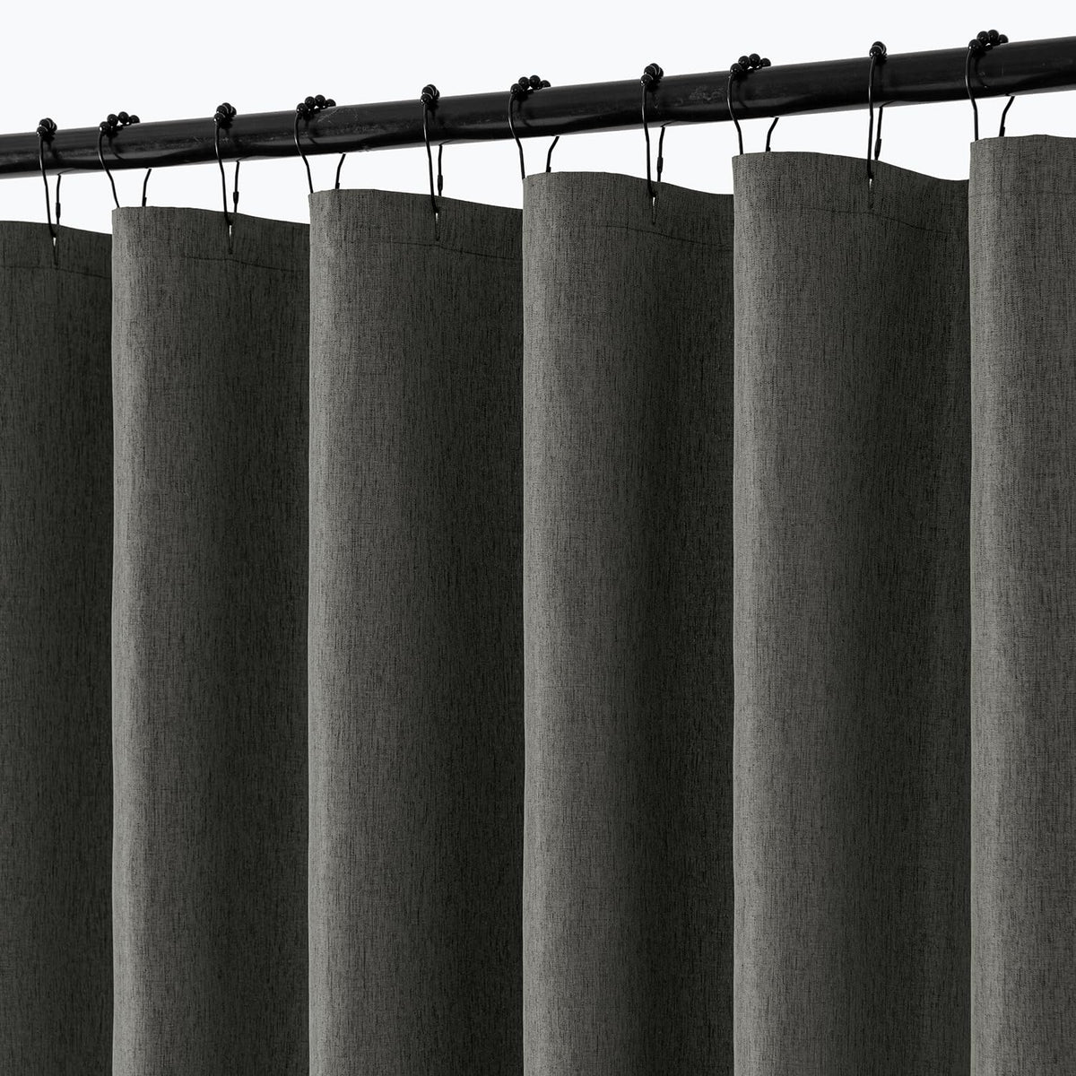 ANRODUO Cream Beige Linen Textured Fabric Shower Curtain Set - W72xL72