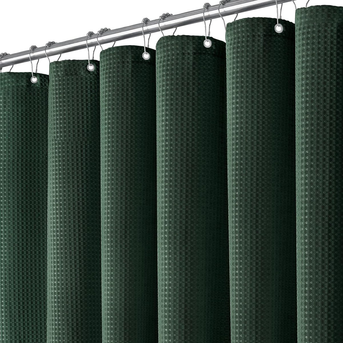 Dynamene Waffle Shower Curtain 256 GSM Heavy Duty Fabric 72"x72" Black