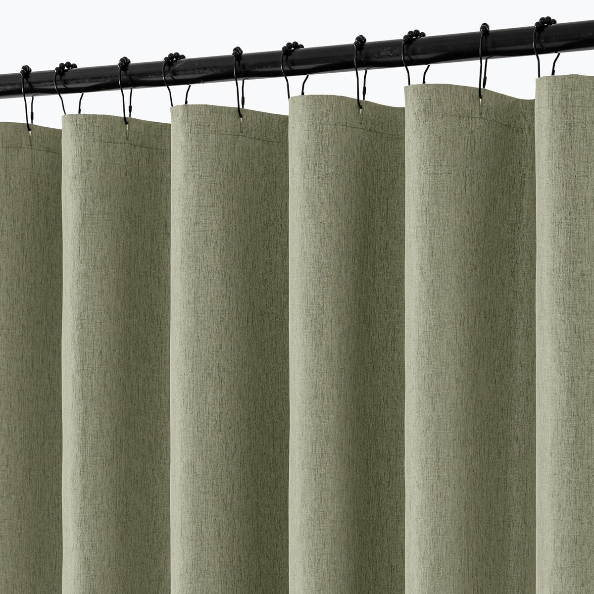 ANRODUO Cream Beige Linen Textured Fabric Shower Curtain Set - W72xL72