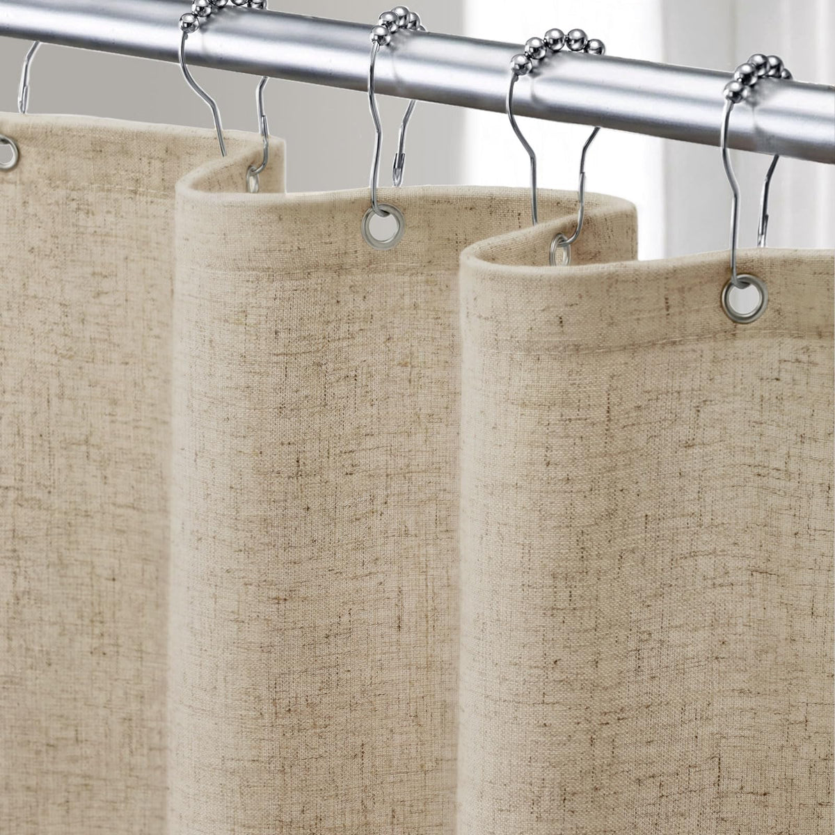 Linen Shower Curtain Beige Boho Cream Natural Cloth 72" W x 72" L
