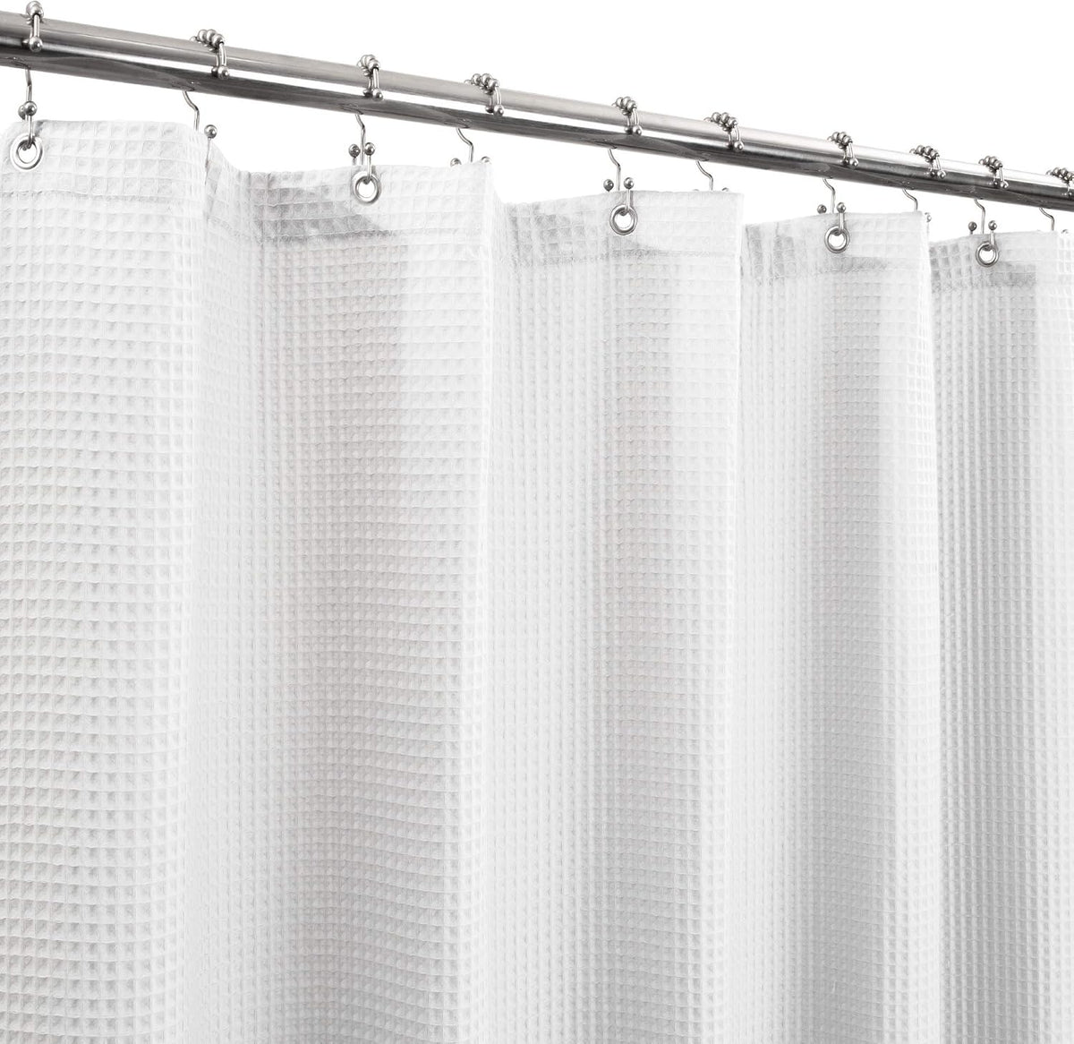 Barossa Design Waffle Weave Extra-Long Shower Curtain White, 72x80
