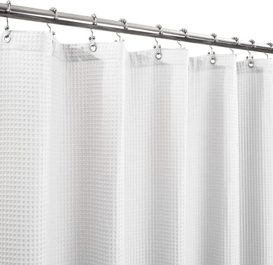 Barossa Design Waffle Weave Extra-Long Shower Curtain White, 72x80