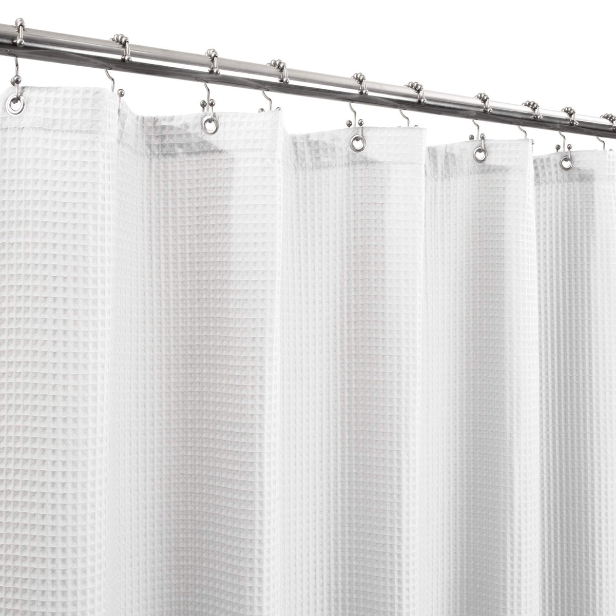 Barossa Design Waffle Weave Extra-Long Shower Curtain White, 72x80