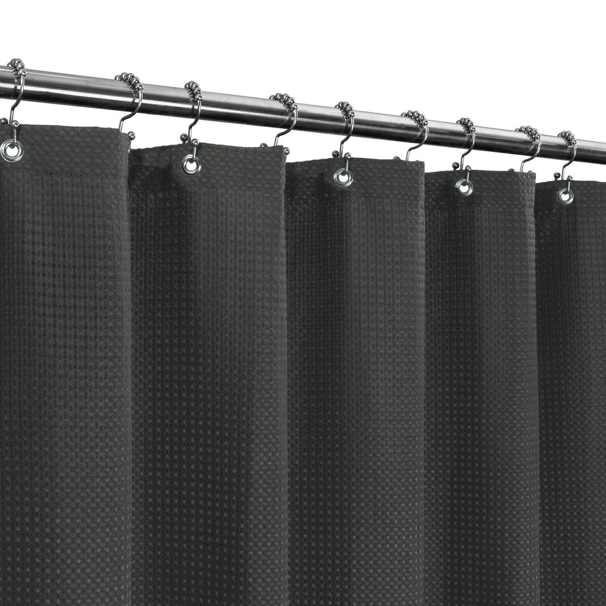Barossa Design Waffle Weave Short Shower Curtain Fabric 66" Length, White