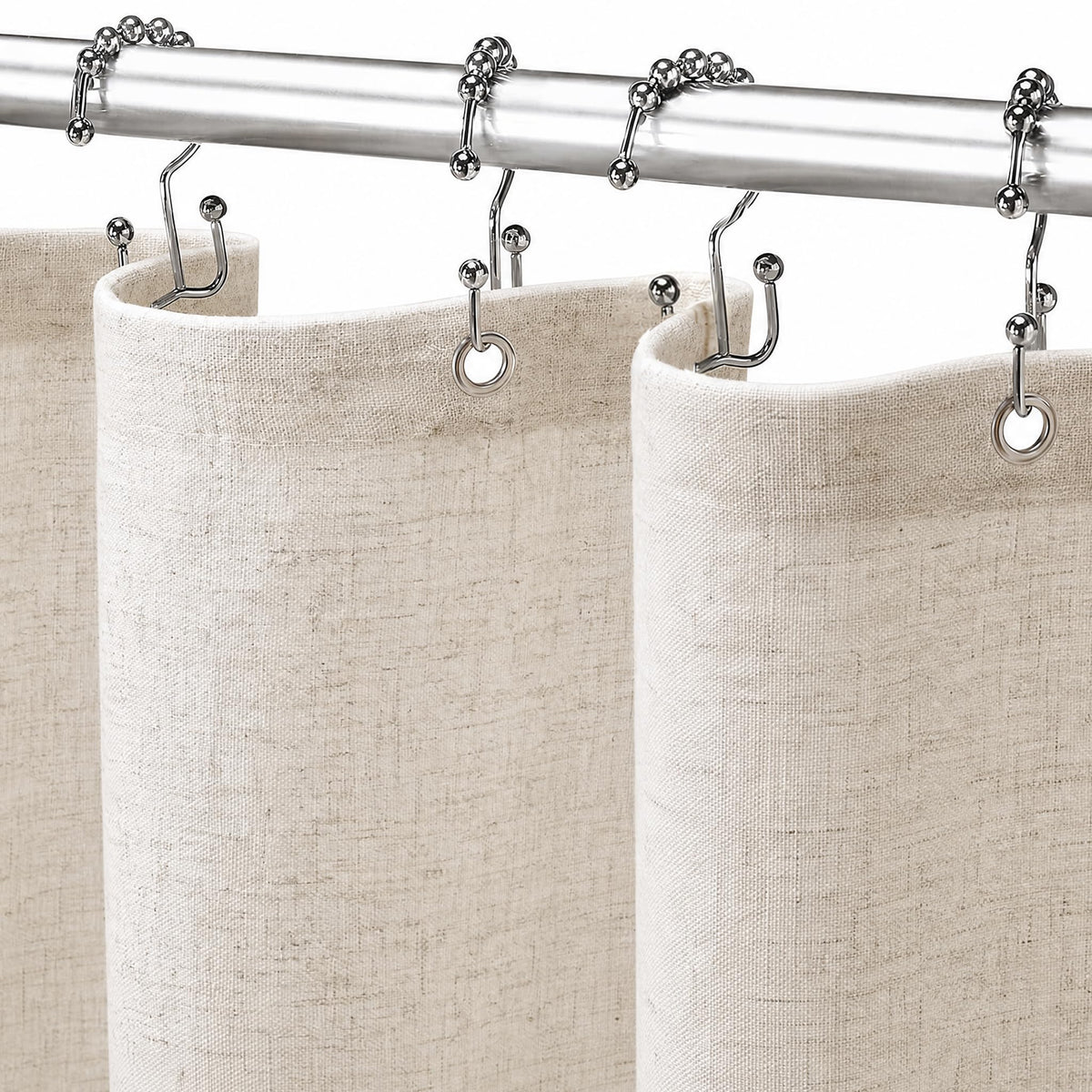 Linen Shower Curtain Beige Boho Cream Natural Cloth 72" W x 72" L