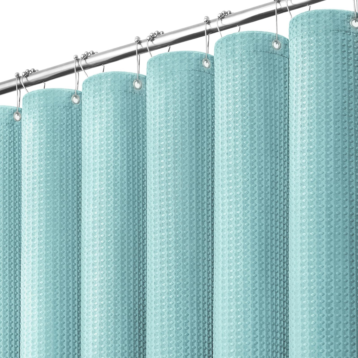 Dynamene Waffle Shower Curtain 256 GSM Heavy Duty Fabric 72"x72" Sage Green