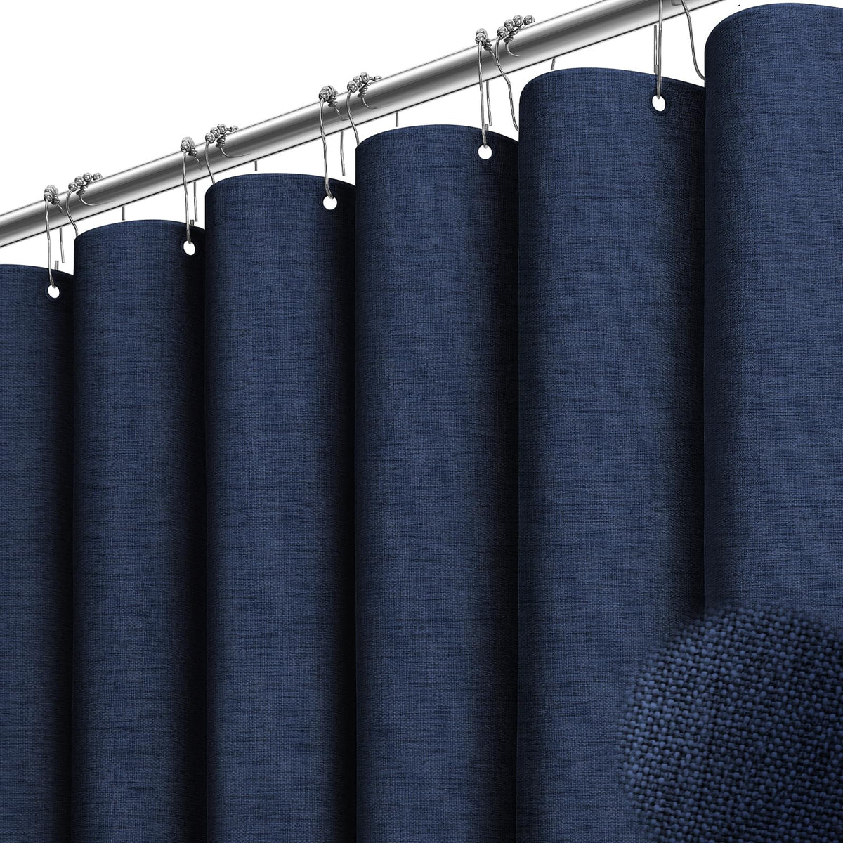 BTTN Grey Linen Textured Waterproof Fabric Shower Curtain Set, 72x72, Gray
