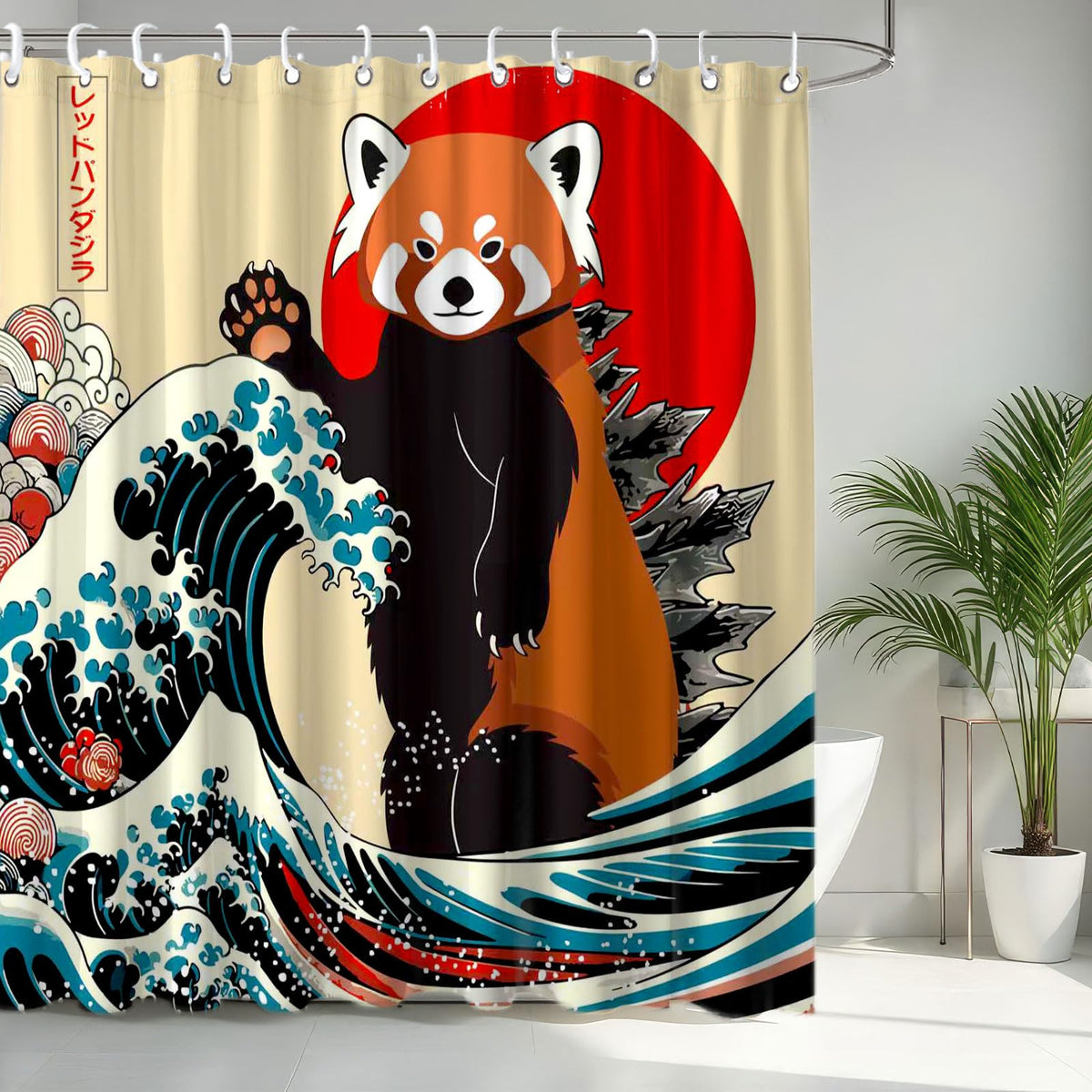 Funny Japanese Cat Funky Anime Japan Bathroom Shower Curtain, 72x72