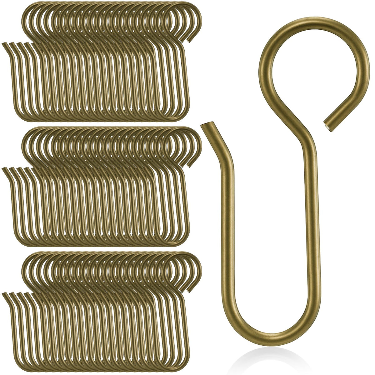 Jetec 60 Pcs Metal Curtain Track Hooks S Shaped for Drape, Silver