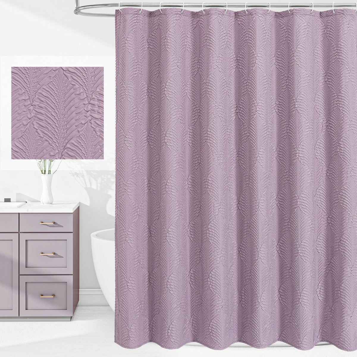 Gibelle White Shower Curtain for Bathroom, Farmhouse Bath Curtain 72x72