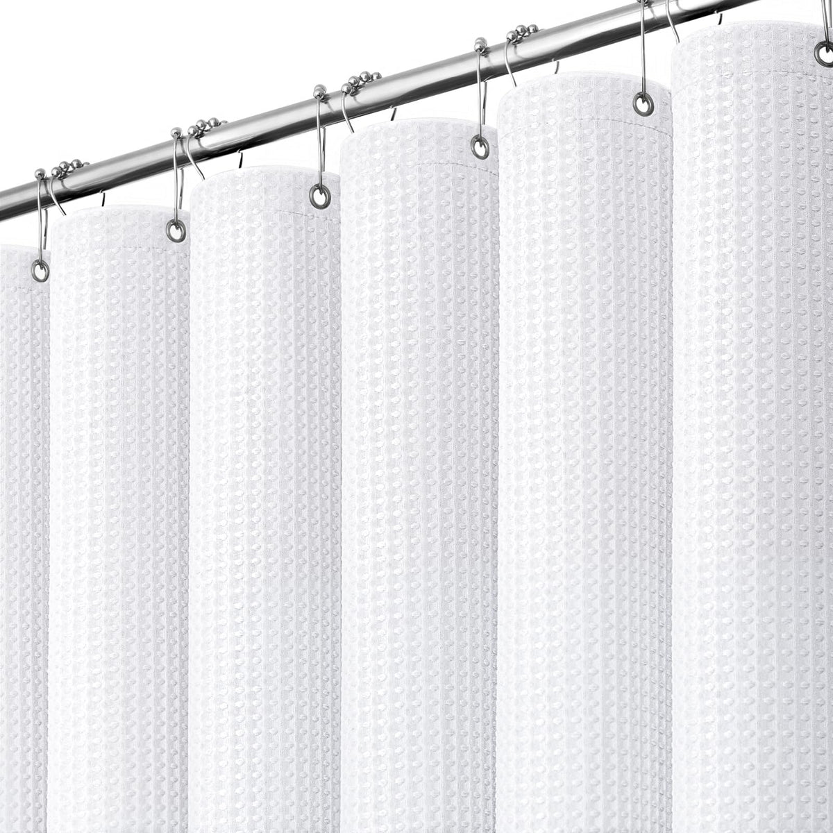 Dynamene Waffle Shower Curtain 256 GSM Heavy Duty Fabric 72"x72" Black