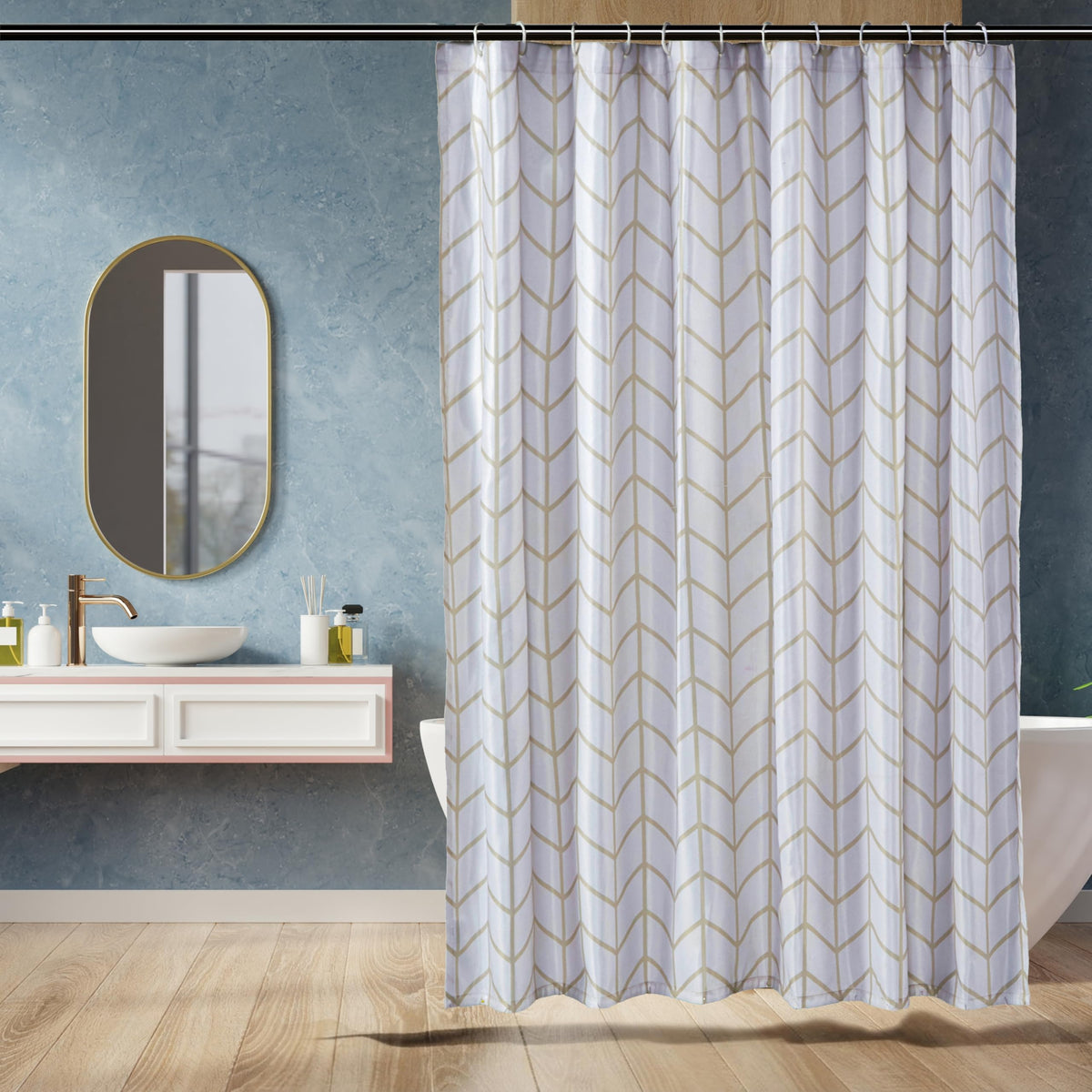 Amazon Basics Lightweight Super Soft Easy Care Microfiber Waffle Texture Shower Curtain , 72" x 72", White