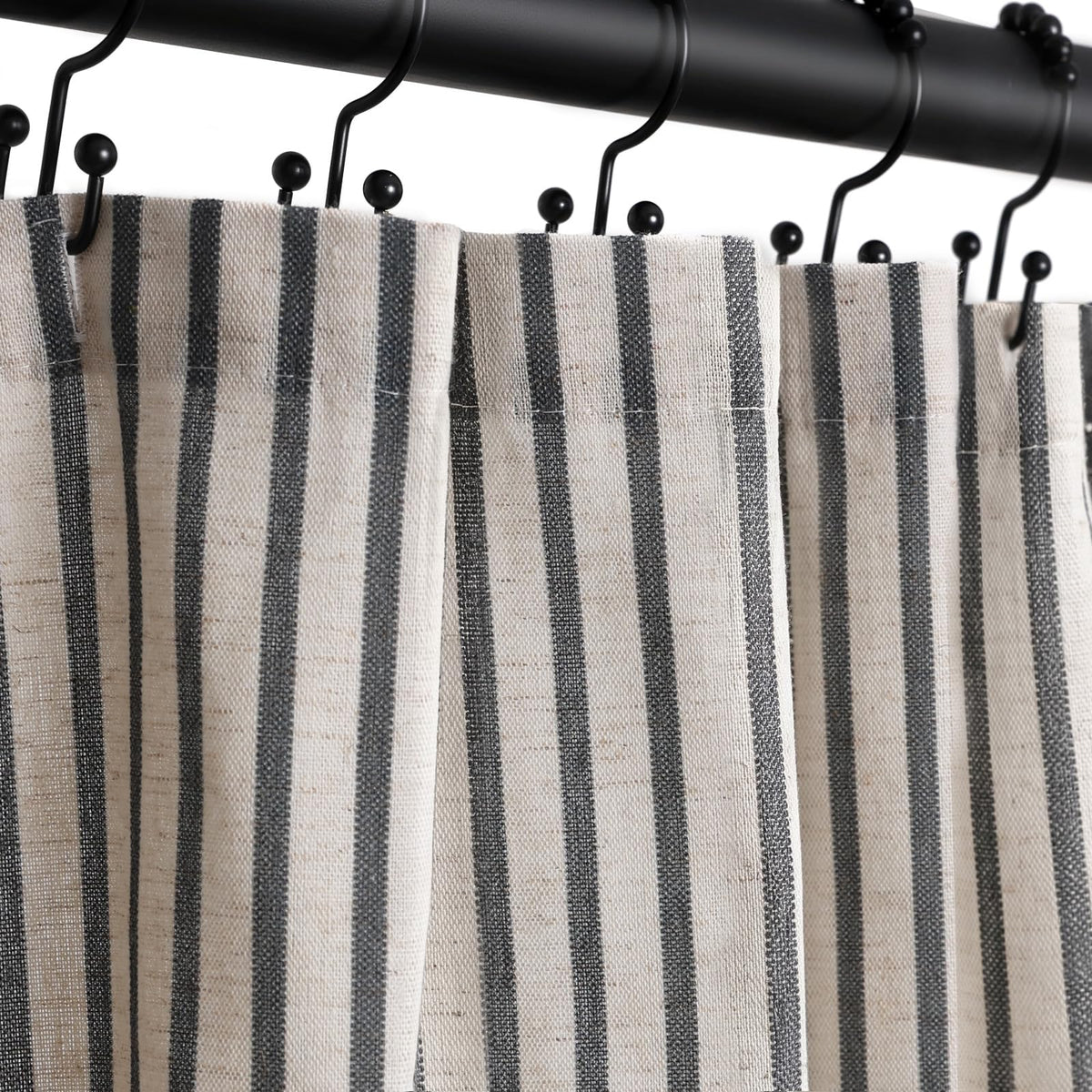 Farmhouse Striped Shower Curtain - 72x72 Inches, Linen Blend Fabric, Breathable & Machine Washable, Rustic Rust for Bathroom Decor (Hooks/Liner Not Included)