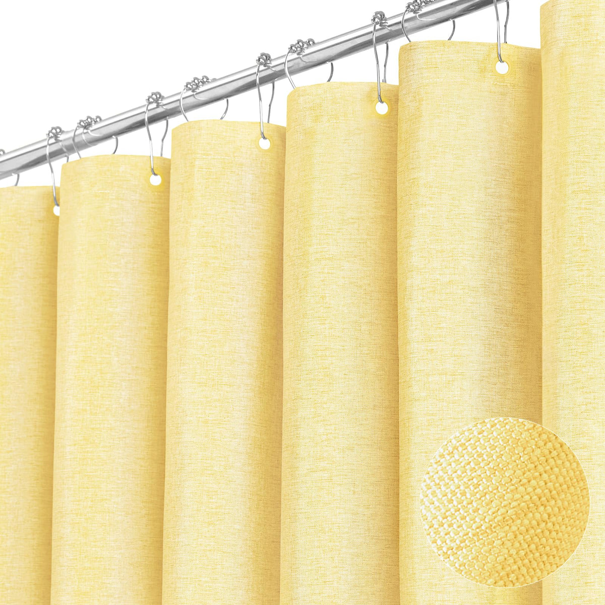 BTTN Grey Linen Textured Waterproof Fabric Shower Curtain Set, 72x72, Gray