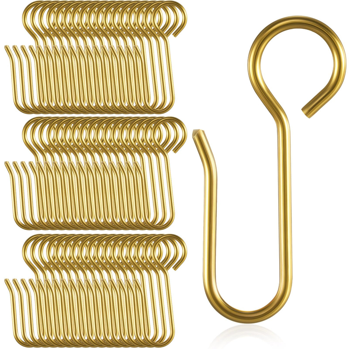 Jetec 60 Pcs Metal Curtain Track Hooks S Shaped for Drape, Silver