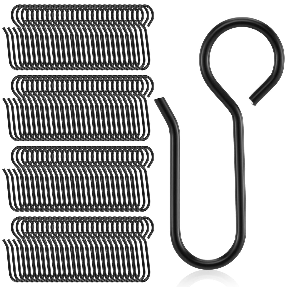 Jetec 60 Pcs Metal Curtain Track Hooks S Shaped for Drape, Silver