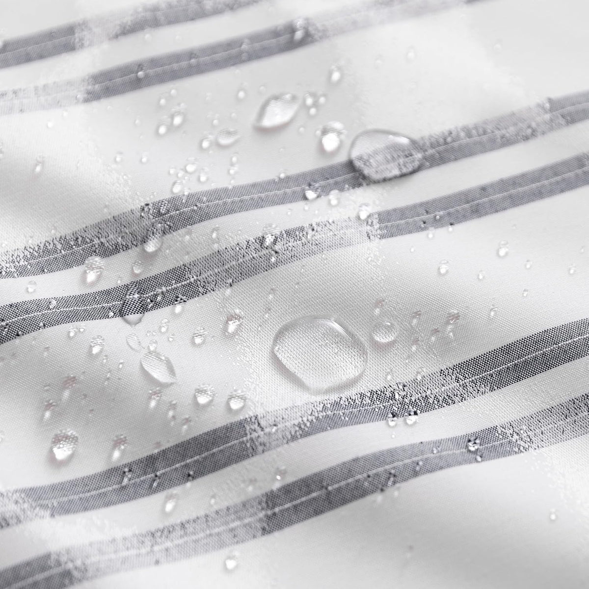 Amazon Basics Geometric Jacquard Fabric Shower Curtain for Bathroom, Lightweight, Water Repellent and Washable, 72" W x 72" L, Grey Striped