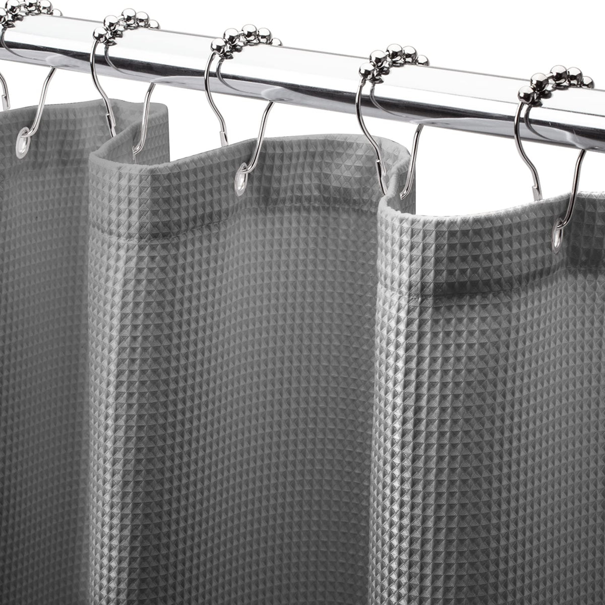 AmazerBath White Shower Curtain Fabric, Waffle Shower Curtains for Bathroom, Cloth Shower Curtain Heavy Duty, Thick Bathroom Shower Curtains Hotel Quality, Premium Polyester, 72x72 Inches