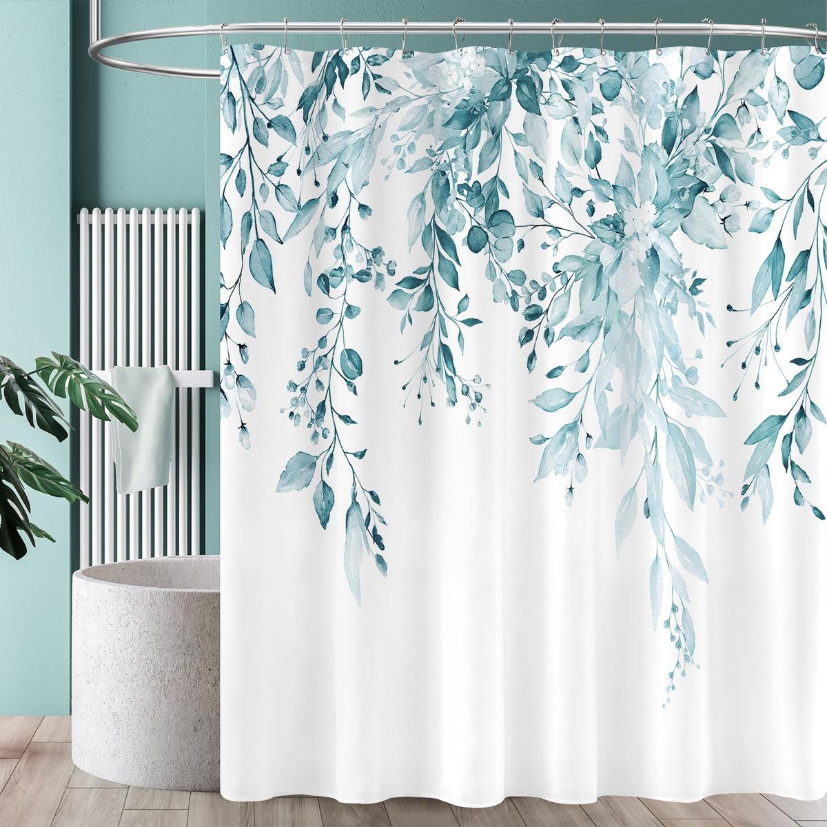 Sage Green Eucalyptus Fabric Shower Curtain for Bathroom, 72x72