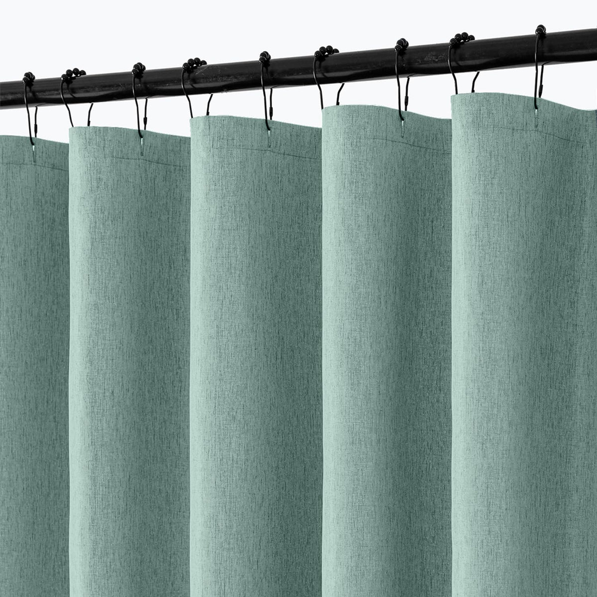 ANRODUO Cream Beige Linen Textured Fabric Shower Curtain Set - W72xL72