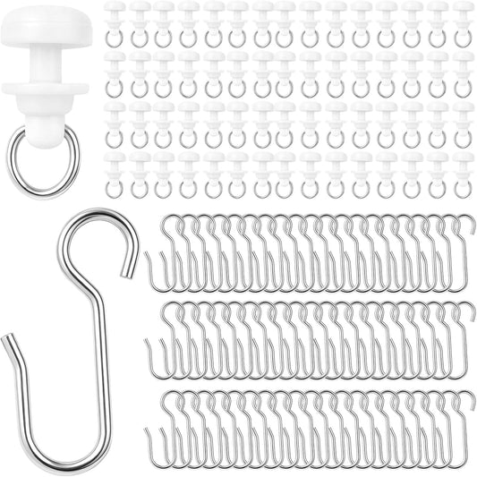 Jeffdad 120 Pcs Curtain Track Gliders Hooks, Shower Curtain Tracks Hooks