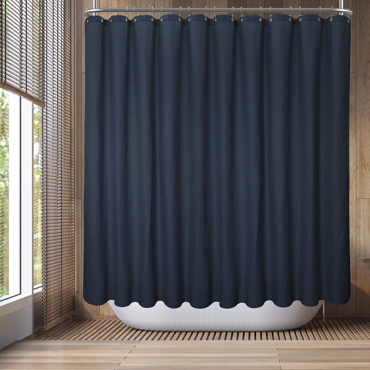 Barossa Design Waffle Weave Short Shower Curtain Fabric 66" Length, White