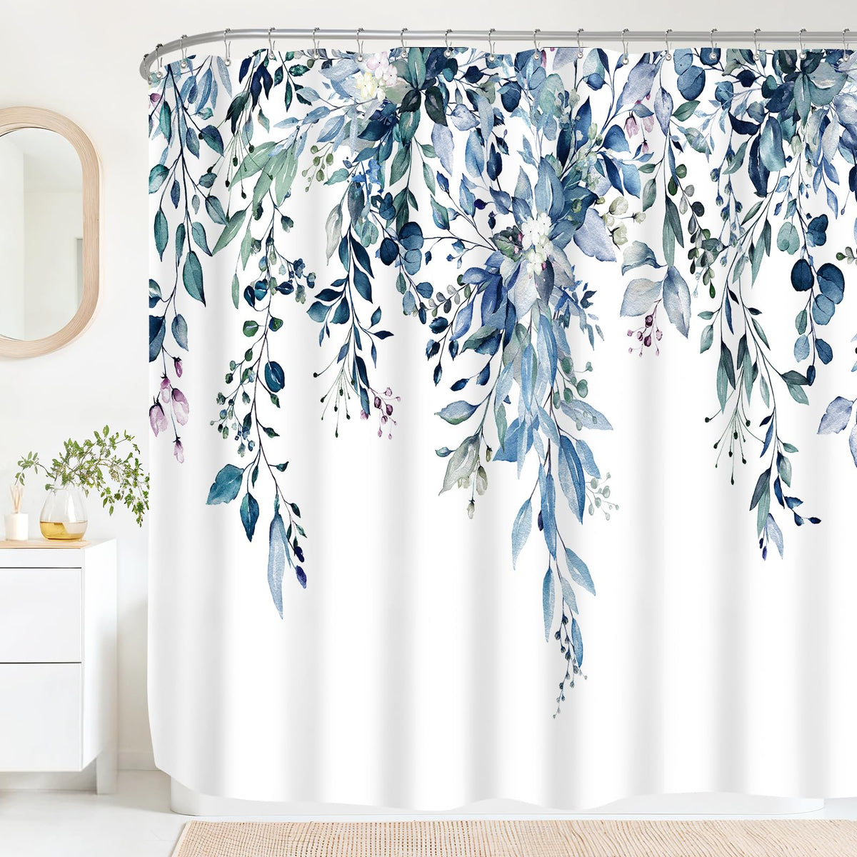 Sage Green Eucalyptus Fabric Shower Curtain for Bathroom, 72x72