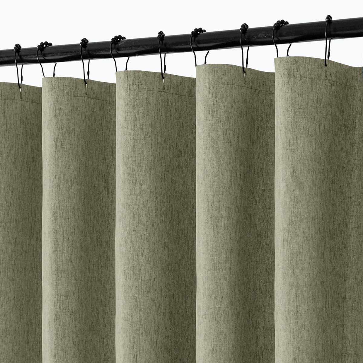 ANRODUO Cream Beige Linen Textured Fabric Shower Curtain Set - W72xL72