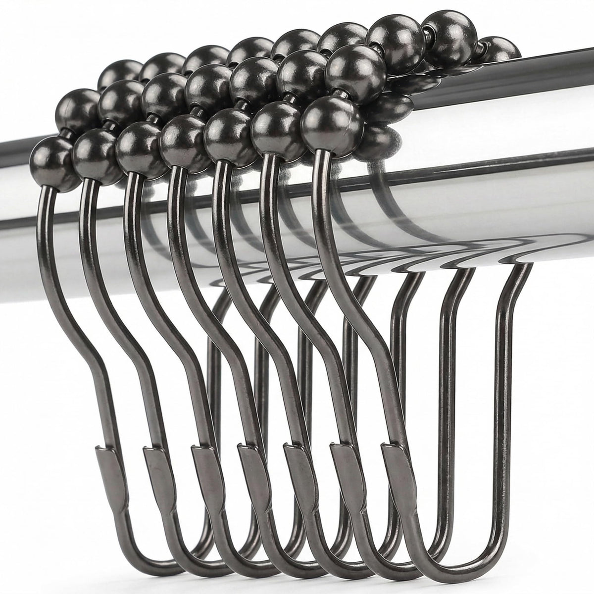 Shower Curtain Hooks Rings, Rustproof Metal Shower Curtain Rings for Bathroom Shower Rods Curtains - Set of 12, Bronze