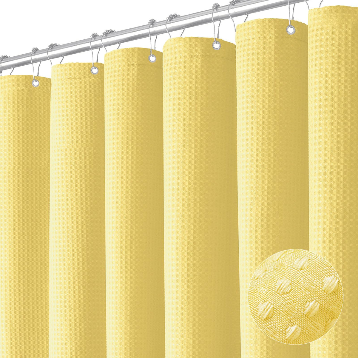 Dynamene Waffle Shower Curtain 256 GSM Heavy Duty Fabric 72"x72" Sage Green