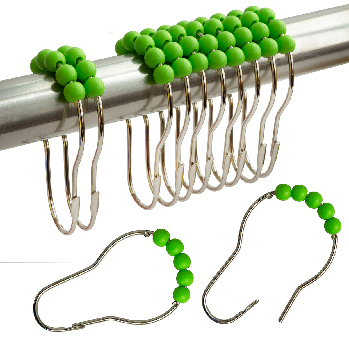 Orange Shower Curtain Hooks Stainless Steel Acrylic Balls (12pcs)