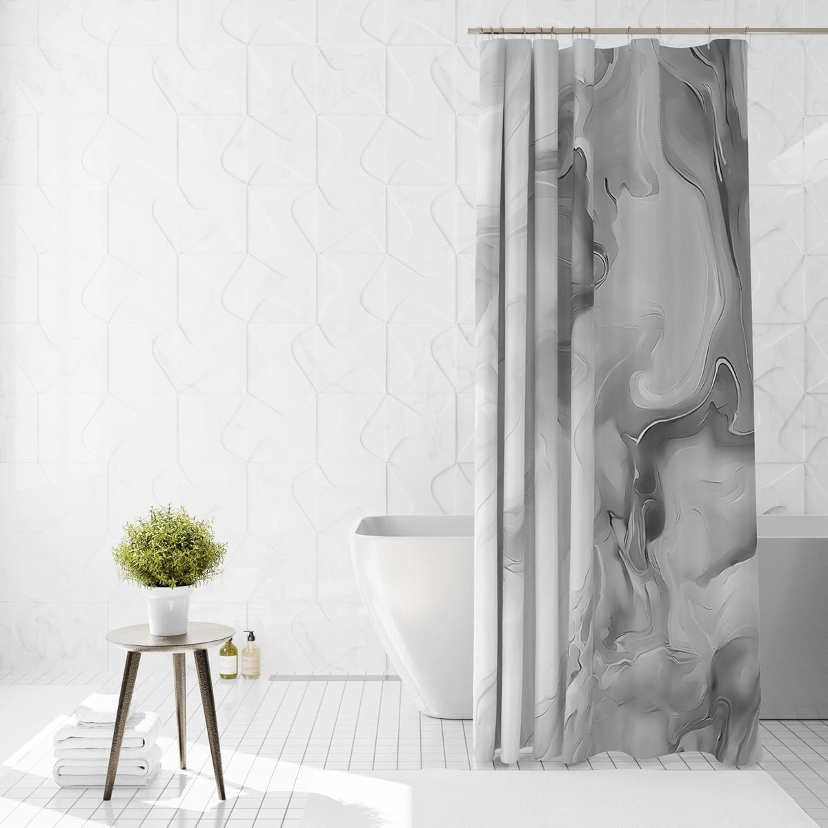 Shower Curtains Grey Marble Shower Curtain for Bathroom 72 X 72 Inch