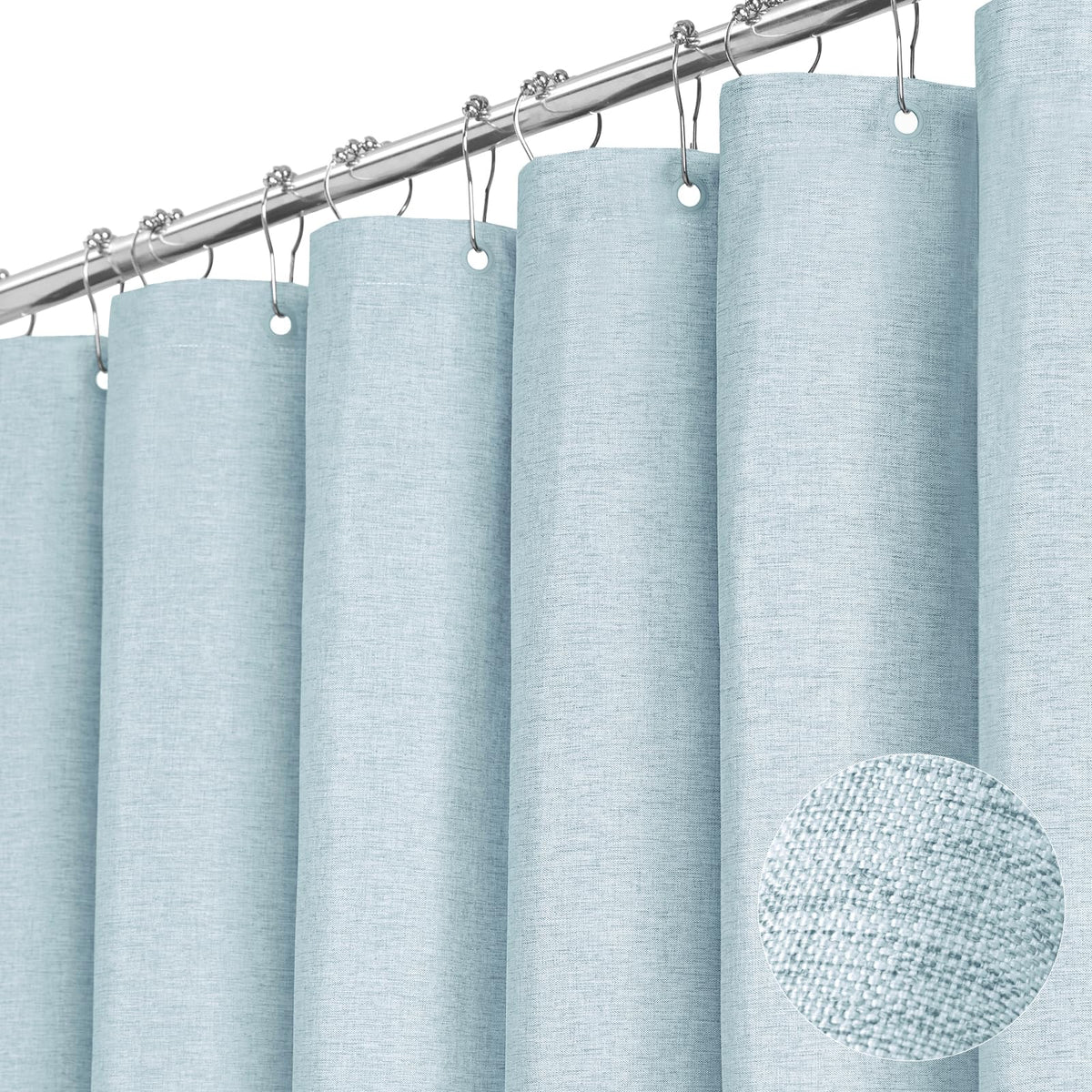 BTTN Grey Linen Textured Waterproof Fabric Shower Curtain Set, 72x72, Gray