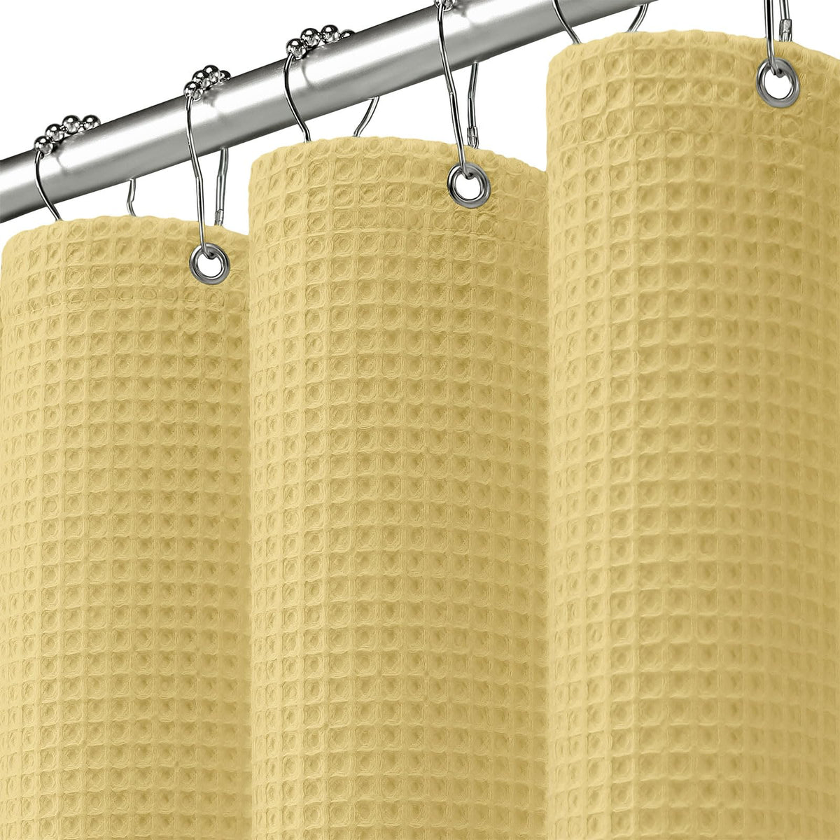 White Waffle Weave Shower Curtain Heavyweight Cotton Fabric 72Wx72L